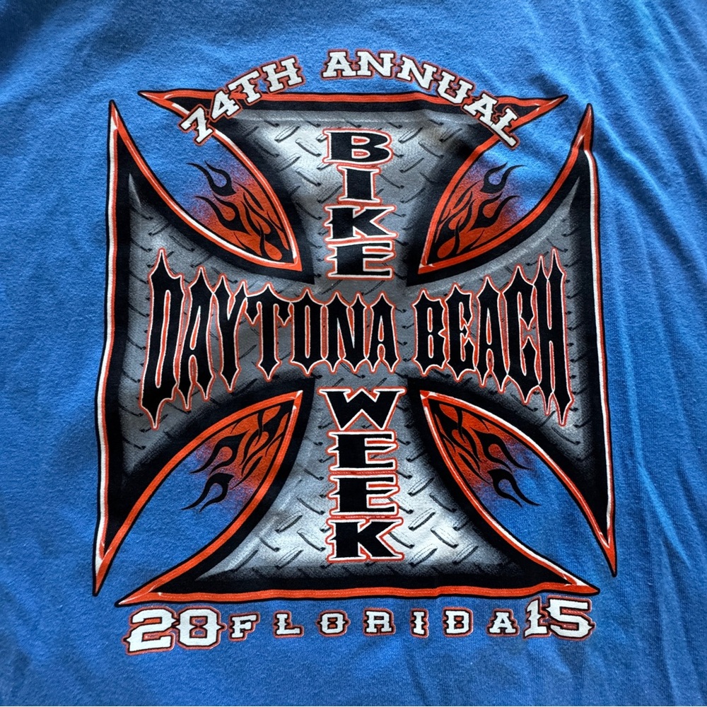 74th Annual 2015 Daytona Bike Week T-Shirt - 2XL Blue - Picture 4 of 7